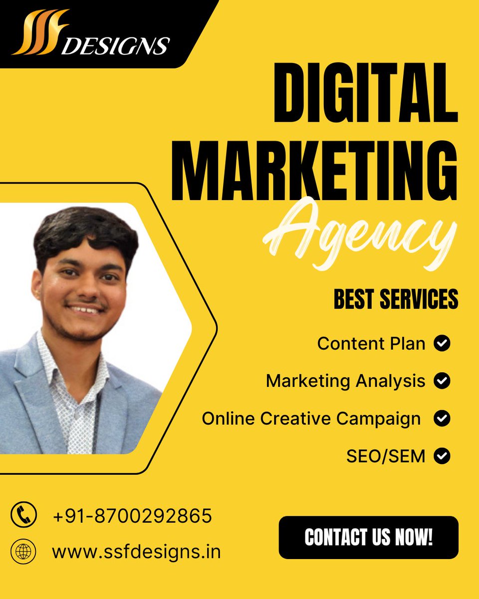 SSFDesignsX's tweet photo. Grow with a top Digital Marketing Agency
SEO | SEM | Content Plan | Marketing Strategy
Let’s take your brand to the next level!
https://t.co/qYbACvrj1k
#DigitalMarketing #SEO #MarketingTips #OnlineGrowth #SSFDesigns https://t.co/M11fjeUHjp