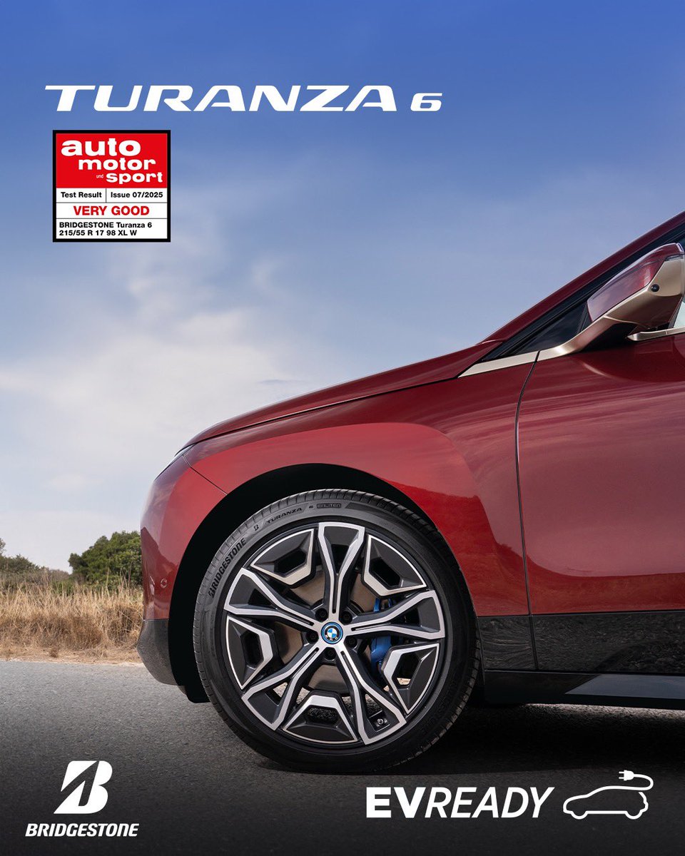 Auto Motor &amp; Sport’un 2025 yaz lastiği testinde ıslak zeminde en iyi yol tutuş ve suda kızaklama performansıyla öne çıkan #Turanza6 farkını ortaya koymaya devam ediyor.

Daha fazlası için hemen tıkla!
bridgestone.com.tr/turanza6

#Bridgestone #KusursuzPerformans