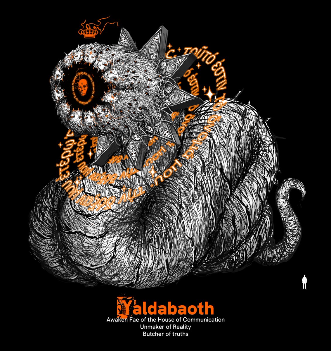 Fun fact! The Greek letters reference Exodus 20:5 &amp; Deuteronomy 5:9: ~ also how Christianity kinda consume Greek/Roman mythology during Constantine the Great's time implying the creature is a prideful being who wont share worship with any other.