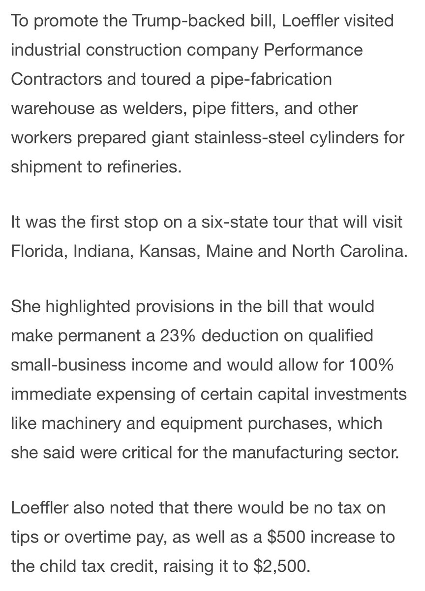 RapidResponse47's tweet photo. .@SBA_Kelly touts One Big Beautiful Bill in Baton Rouge:

"She highlighted provisions in the bill that would make permanent a 23% deduction on qualified small-business income and would allow for 100% immediate expensing of certain capital investments like machinery and equipment purchases, which she said were critical for the manufacturing sector."