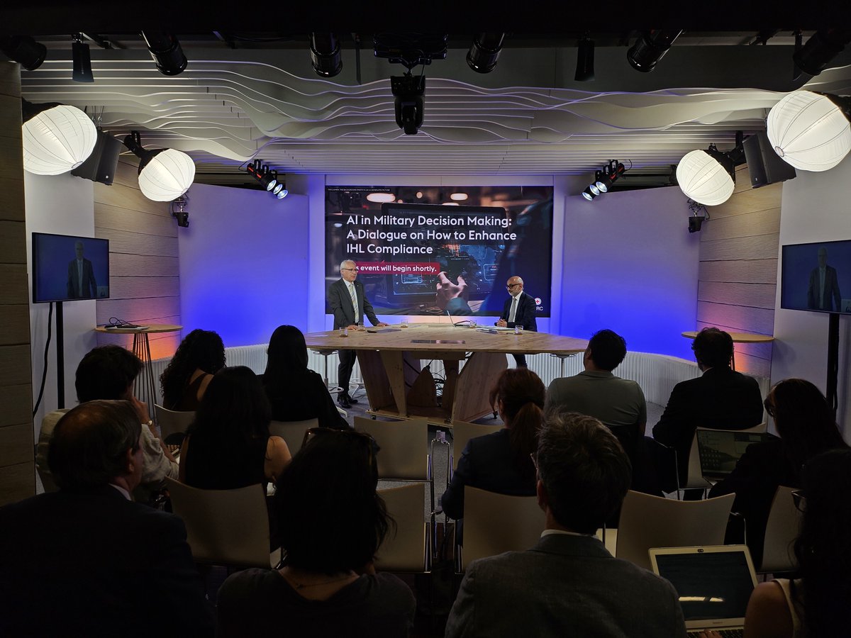 ICRC_LawPolicy's tweet image. 🕰️AI in Military Decision Making: A Dialogue on How to Enhance IHL Compliance is happening now.
@ICRC's recommendations to the #UN will be presented, followed by a panel on the legal, operational & ethical dimensions of #AI in warfare.
Read more: bit.ly/44buIwq