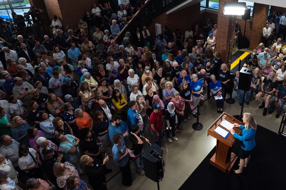 mikekropfphoto's tweet photo. Democratic gubernatorial candidate Abigail Spanberger announces an upcoming bus tour at her alma mater, J.R. Tucker High School, the day before the Democratic primary. @rtdnews https://t.co/3bxP6FvkAh