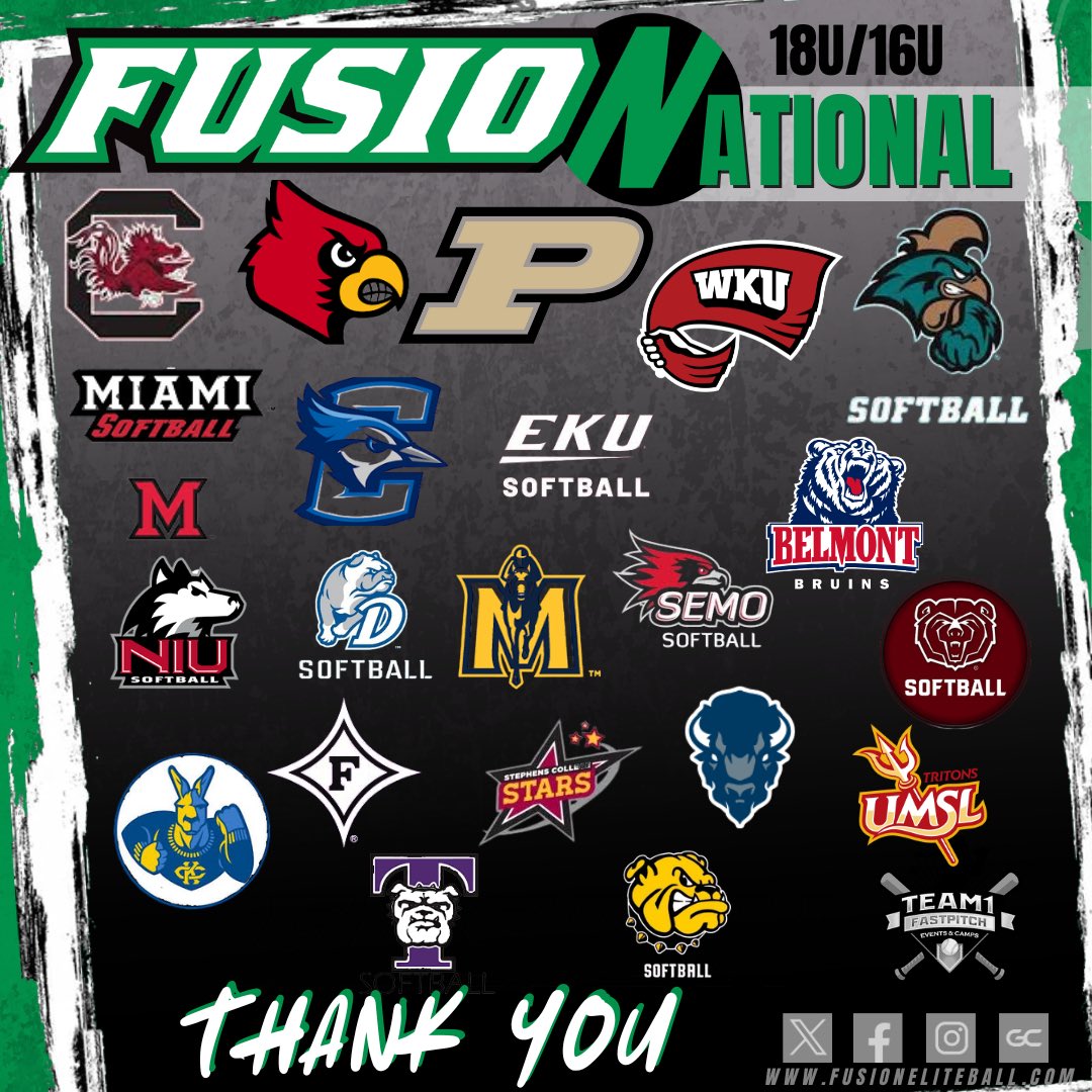 Fusion 16U National Unruh/Greenwood (@fusionsb_16nats) on Twitter photo Thank you to all the coaches that watched us compete at the Team 1 Elite Club Invite last weekend.
Next Up: <a href="/ConnectSports/">SportsConnect</a> Scenic City
See ya there!
#LLAP
#GirlsinGreen
#FusionFamily Thank you to all the coaches that watched us compete at the Team 1 Elite Club Invite last weekend.
Next Up: <a href="/ConnectSports/">SportsConnect</a> Scenic City
See ya there!
#LLAP
#GirlsinGreen
#FusionFamily