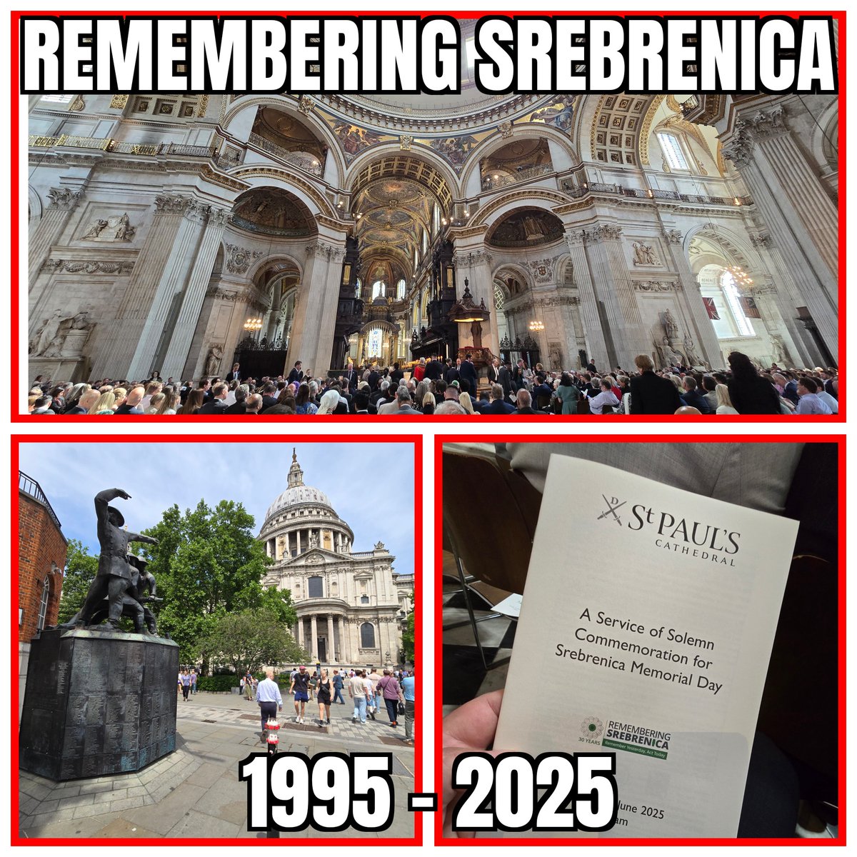 I was honored to represent Edinburgh South West at St Paul's Cathedral today, marking 30 years since the Srebrenica Genocide - one of Europe's darkest chapters, where thousands of Bosniak Muslim men and boys were murdered.

We remembered the 8,372 victims, reflecting on the