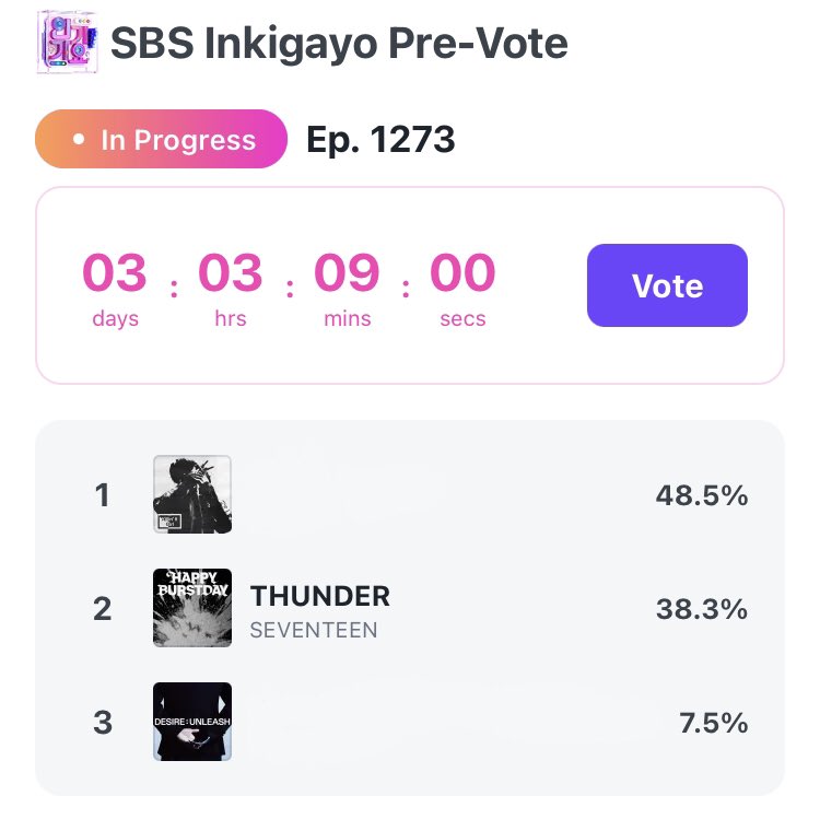 carat_votes's tweet photo. [INKIGAYO PRE-VOTING WEEK 4]

🔗https://t.co/4uyXQT4Yy3 

✔️ 10 vote per acc per day
✔️ 1 vote = 30P, Max = 300P
✔️ Multiple account allows
✔️ ~ 6/20 FRI 23:59 (KST)
✔️ LiNC app

#세븐틴 #セブチ #SEVENTEEN https://t.co/usPjrgp3lP