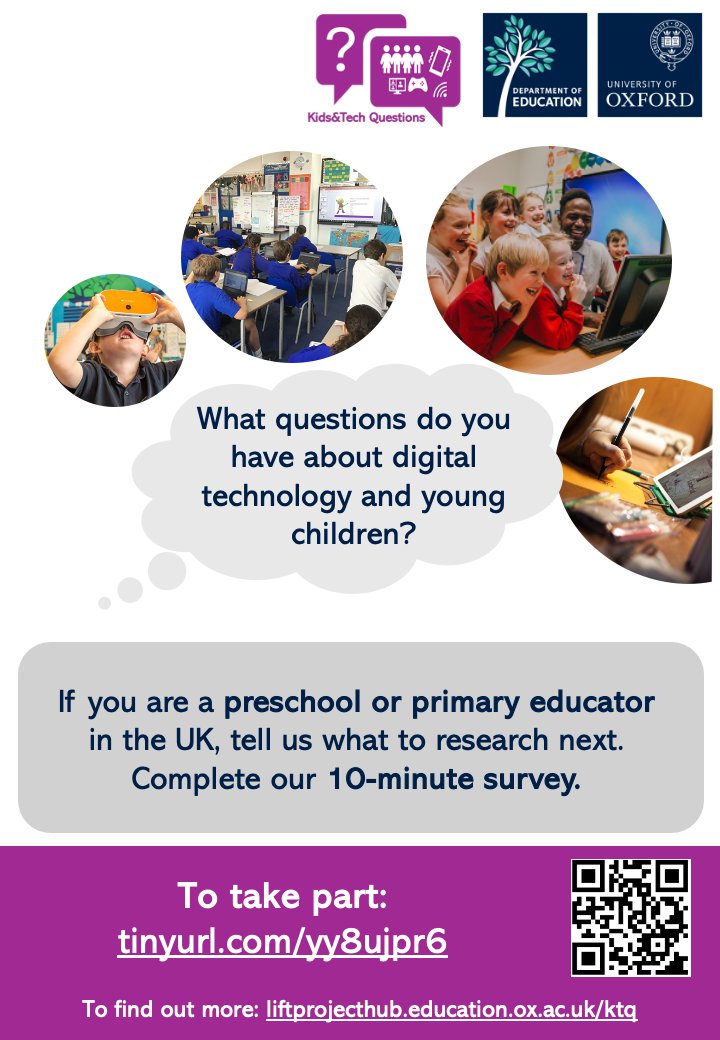 Dr Sophie Booton (@drsophiebooton) on Twitter photo Digital tech and children: have your say! Researchers <a href="/OxfordDeptofEd/">Department of Education, University of Oxford</a> need Primary and Early Years teachers to share their questions. 10 min survey: tinyurl.com/yy8ujpr6 <a href="/tes/">Tes magazine</a> <a href="/SheffieldTTA/">Sheffield Teacher Training Alliance (STTA)</a> <a href="/CharteredColl/">Chartered College of Teaching</a> <a href="/UKEd_Yorks/">UKEdChat Yorks & Hum</a> <a href="/SYteachinghub/">South Yorkshire Teaching Hub</a> <a href="/SheffTeachDem/">Sheffield Black Teachers’ Network</a> <a href="/sheffieldnasuwt/">Sheffield NASUWT - The Teachers' Union</a> <a href="/RSDoncaster/">Doncaster Research School</a> Digital tech and children: have your say! Researchers <a href="/OxfordDeptofEd/">Department of Education, University of Oxford</a> need Primary and Early Years teachers to share their questions. 10 min survey: tinyurl.com/yy8ujpr6 <a href="/tes/">Tes magazine</a> <a href="/SheffieldTTA/">Sheffield Teacher Training Alliance (STTA)</a> <a href="/CharteredColl/">Chartered College of Teaching</a> <a href="/UKEd_Yorks/">UKEdChat Yorks & Hum</a> <a href="/SYteachinghub/">South Yorkshire Teaching Hub</a> <a href="/SheffTeachDem/">Sheffield Black Teachers’ Network</a> <a href="/sheffieldnasuwt/">Sheffield NASUWT - The Teachers' Union</a> <a href="/RSDoncaster/">Doncaster Research School</a>