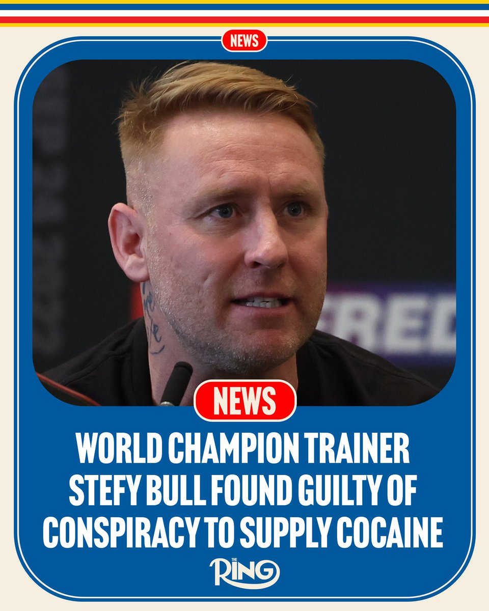 ringmagazine's tweet photo. Renowned boxing trainer and manager Stefy Bull has been found guilty of conspiracy to supply cocaine, according to the BBC.

Bull denied the charges but the jury delivered a unanimously guilty verdict after a four-day trial on Feb 28th and he has been remanded in custody since. He will now be sentenced on Aug 26th along with his co-defendant Benjamin Williams.