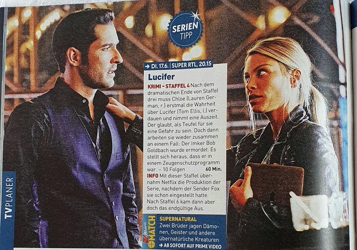 The fourth season of #Lucifer premieres today on german free tv.
....and the preview uses a photo from season 2, not this season 😖
#LuciferNetflix