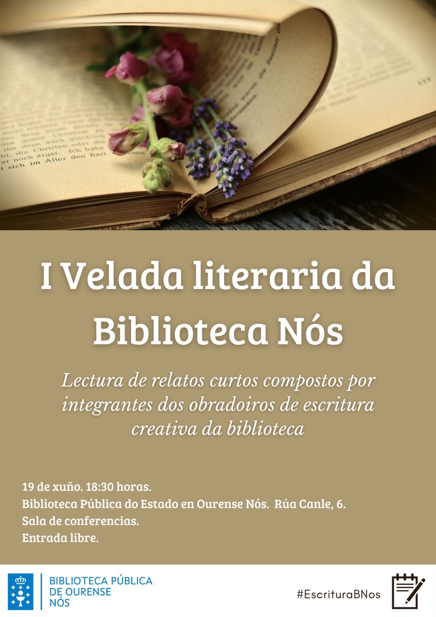 Este xoves toca velada literaria na biblioteca! Algúns dos integrantes nos nosos obradoiros de escritura amosarán o que aprenderon durante o curso a través da lectura de textos propios compostos para a ocasión. Non a perdas 😉
🗓️Xoves 19 ás 18:30h
📌Sala de conferencias