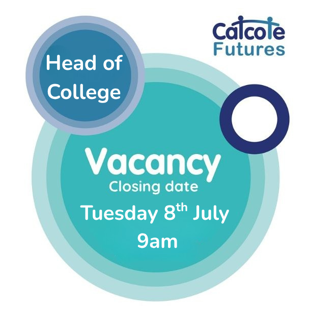 Catcote Futures are looking to appoint a suitably qualified and skilled Head of College to join their highly committed specialist team.
Full details and an application form are available on our and Catcote Futures' website.
catcotefutures.co.uk/information/va…
PLEASE SHARE