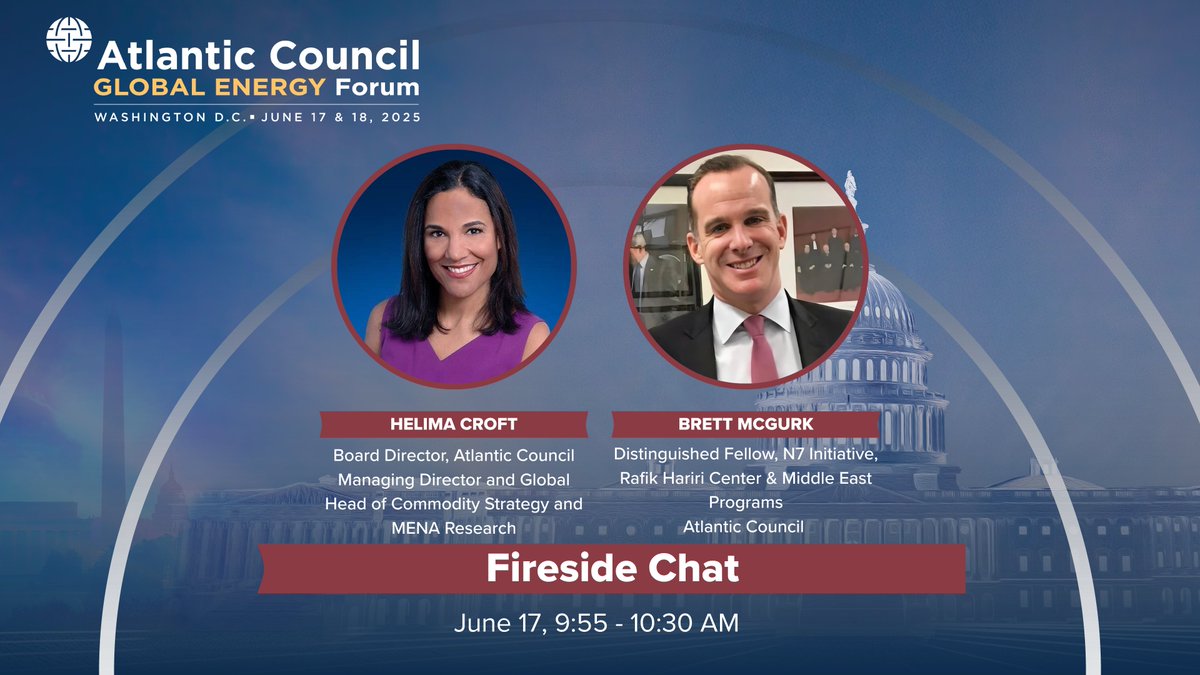 Join us for a timely fireside chat featuring:  

Brett McGurk, President Biden’s National Security Council Coordinator for the Middle East and North Africa and <a href="/CroftHelima/">Helima</a>, Global Head of Commodity Strategy, RBC Capital Markets   

Watch live now: ACEnergyForum.org
