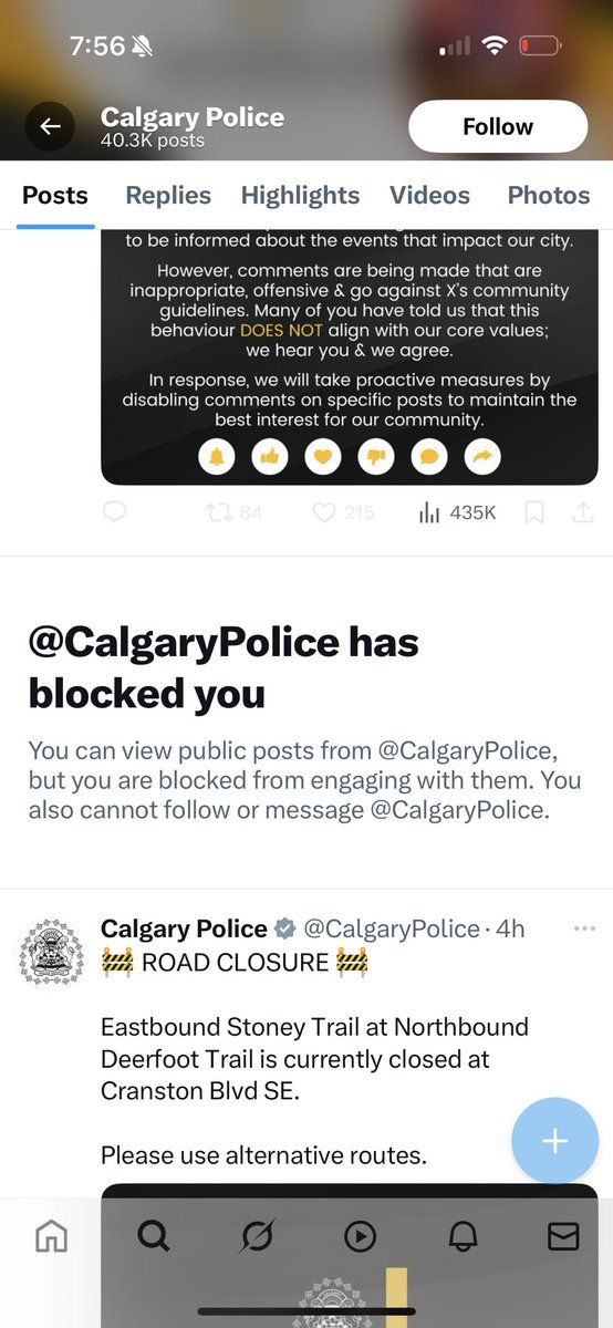 ezralevant's tweet photo. Hey @CalgaryPolice, you’ve blocked me on X. It’s unconstitutional for a government agency to do so — ask the four Liberal cabinet ministers who have lost in court and had to pay me costs. 

Please unblock me or I’ll sue you next week.

cc. @cityofcalgary @CPS_Commission https://t.co/o0JOFRdaJa