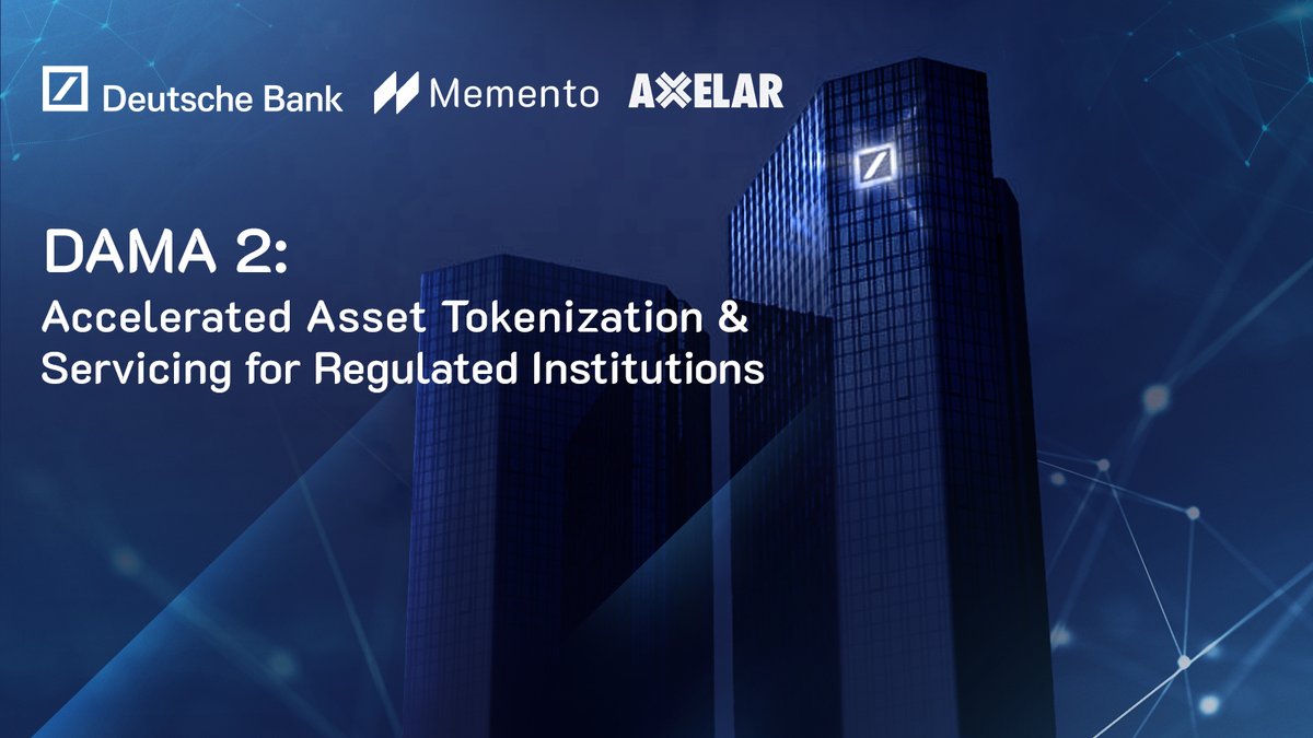 Memento (@memento_bc) on Twitter photo Memento ZK Chain: The world's first live blockchain built WITH institutions, FOR institutions! 🏛️
Co-authored with <a href="/DeutscheBank/">Deutsche Bank</a> & <a href="/axelar/">Axelar Network</a>, our DAMA 2 interim report explains how we enable compliant tokenization of funds, stablecoins & RWAs.
$DEXTF
📄 bit.ly/PR_DAMA2_Inter… Memento ZK Chain: The world's first live blockchain built WITH institutions, FOR institutions! 🏛️
Co-authored with <a href="/DeutscheBank/">Deutsche Bank</a> & <a href="/axelar/">Axelar Network</a>, our DAMA 2 interim report explains how we enable compliant tokenization of funds, stablecoins & RWAs.
$DEXTF
📄 bit.ly/PR_DAMA2_Inter…