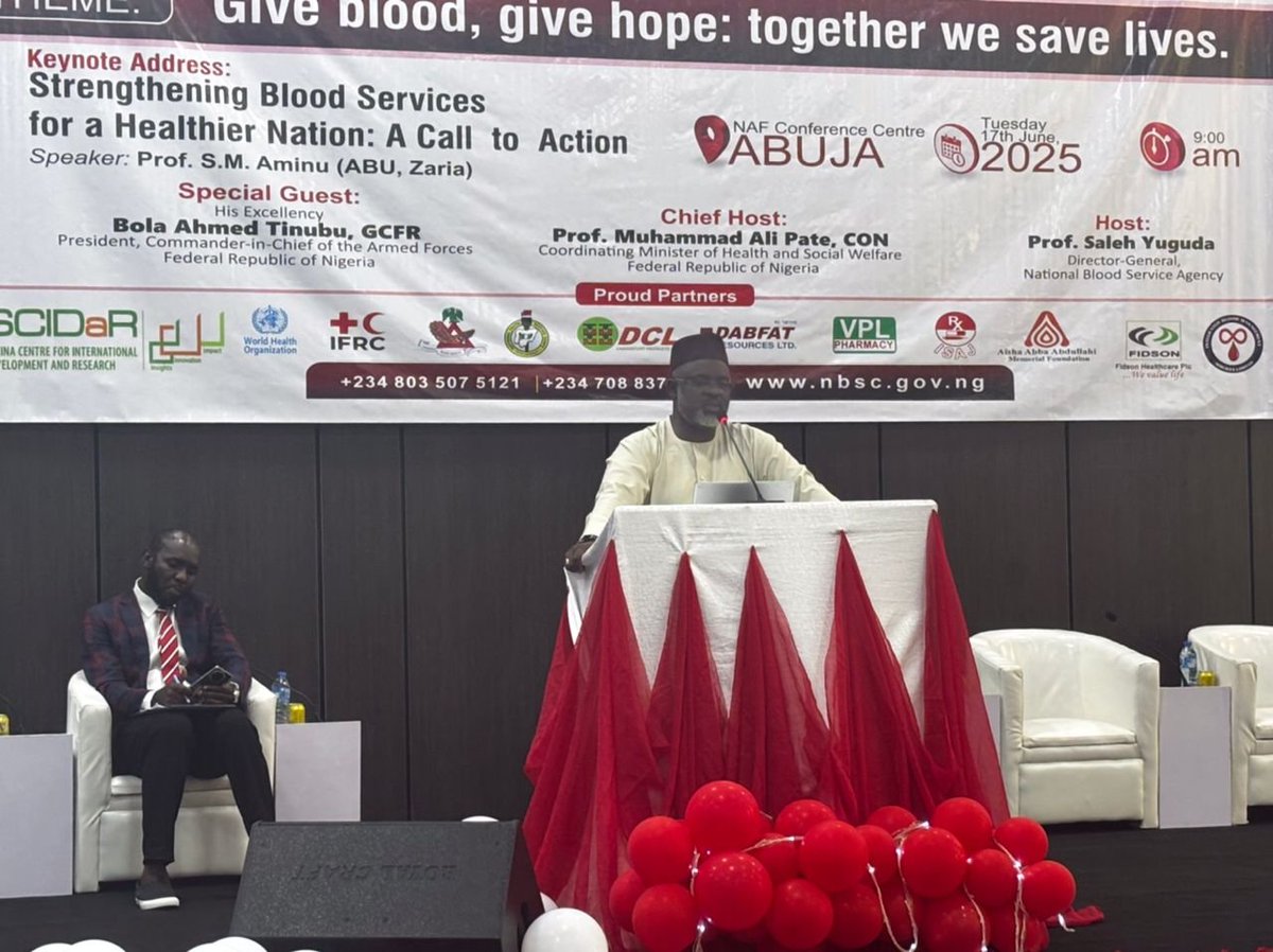 Nigeria Health Watch (@nighealthwatch) on Twitter photo <a href="/NBSC_Abj/">NATIONAL BLOOD SERVICE AGENCY - ABUJA🇳🇬</a> <a href="/haruspicee/">haruna O Abdullahi</a> <a href="/SCIDaR_/">SCIDaR</a> <a href="/ifrc/">IFRC</a> Setting the stage for this pivotal gathering, Prof. Saleh Yuguda, Director General of <a href="/NBSC_Abj/">NATIONAL BLOOD SERVICE AGENCY - ABUJA🇳🇬</a>, underscores the need for collective action to transform Nigeria’s blood service system.
He remarks, “This is a clarion call. No single institution can do it alone; we must invest, <a href="/NBSC_Abj/">NATIONAL BLOOD SERVICE AGENCY - ABUJA🇳🇬</a> <a href="/haruspicee/">haruna O Abdullahi</a> <a href="/SCIDaR_/">SCIDaR</a> <a href="/ifrc/">IFRC</a> Setting the stage for this pivotal gathering, Prof. Saleh Yuguda, Director General of <a href="/NBSC_Abj/">NATIONAL BLOOD SERVICE AGENCY - ABUJA🇳🇬</a>, underscores the need for collective action to transform Nigeria’s blood service system.
He remarks, “This is a clarion call. No single institution can do it alone; we must invest,