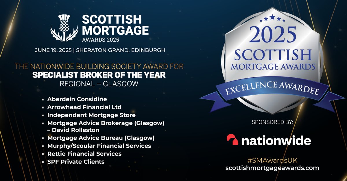 Cheers to the Excellence Awardees in The Nationwide Building Society Award for Broker of the Year (Regional – Glasgow) at the 2025 Scottish Mortgage Awards! #SMAwardsUK

hubs.la/Q03sbrZw0