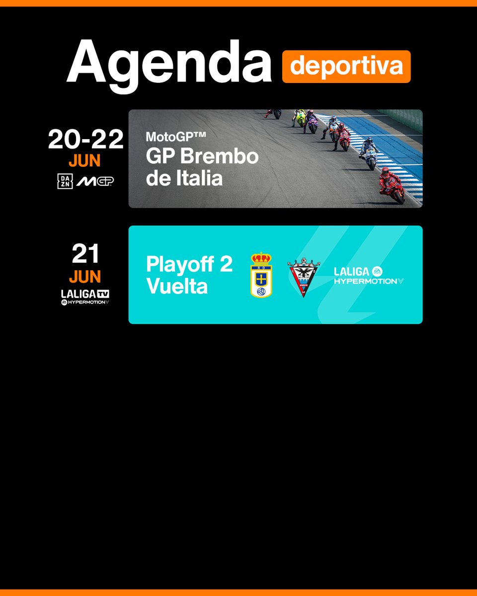 👉 Modo deporte, activado ✅ ¡No te pierdas ni un minuto de emoción! 🔥 👀 

⚽ Eurocopa Sub-21
🏆 Club World Cup 25
🚲 Ciclismo
🏍️ MotoGP
✅ LALIGA Hypermotion Playoff

🟠 Te esperamos en #OrangeTV ¡Reserva tu sitio!