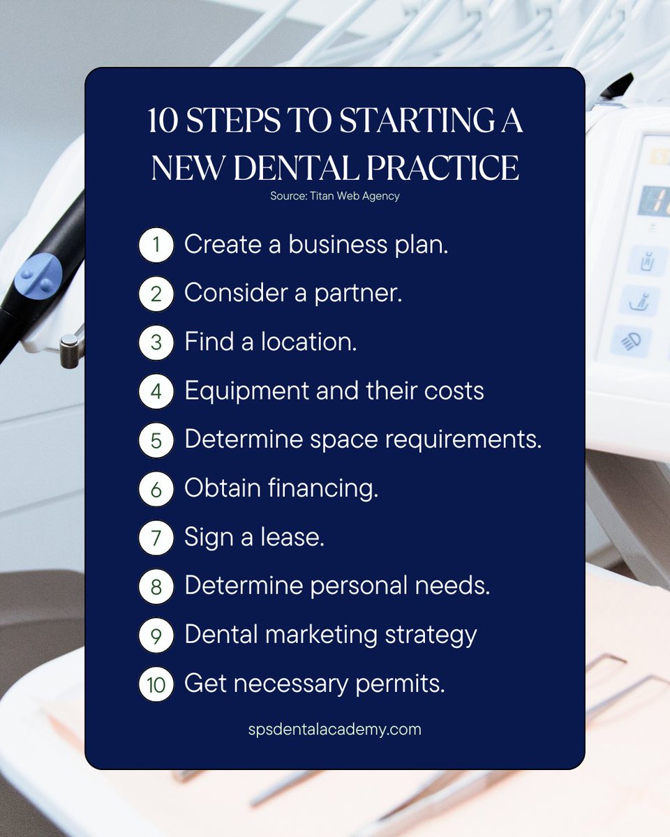 potentialdental's tweet image. Ready to launch your own dental practice? Follow these 10 essential steps to set up a successful foundation and build a thriving business from the ground up!

#DentalPractice #Entrepreneurship #StartYourPractice