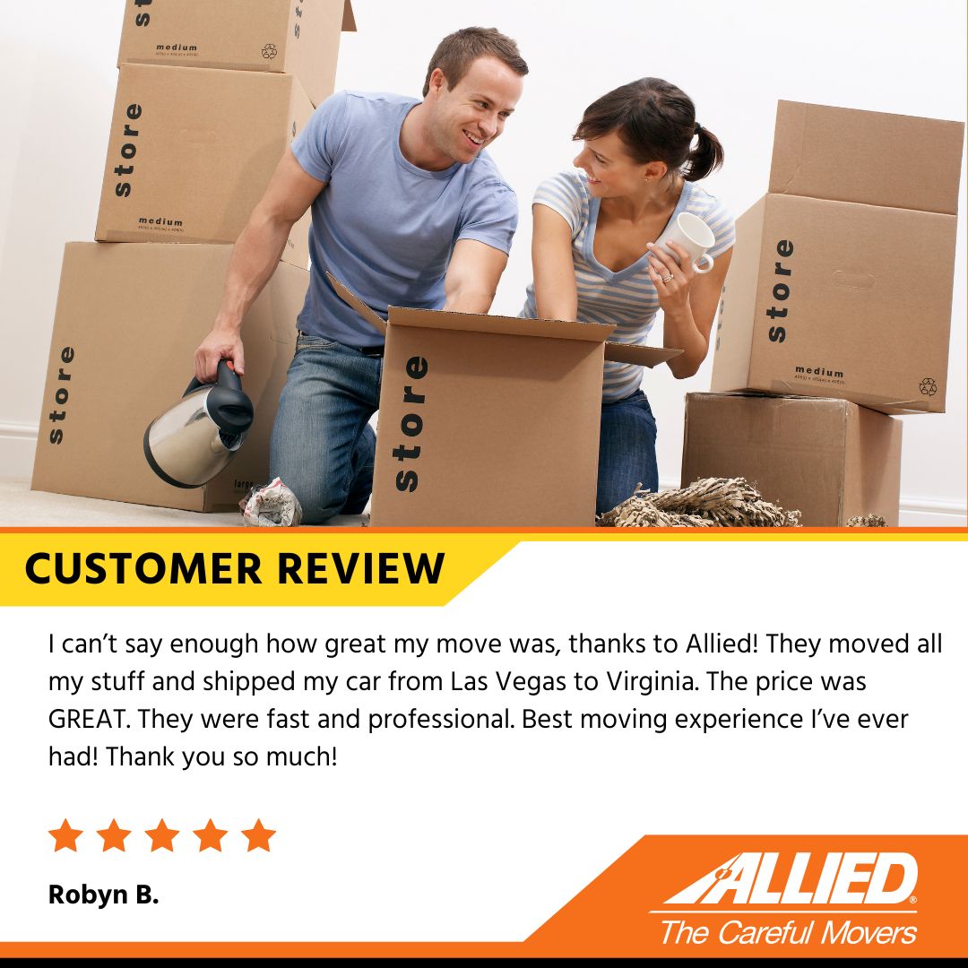 alliedvl's tweet photo. Thanks for taking the time to give us a review, Robyn! Whether you need help packing boxes or shipping an automobile, Allied's always got you covered. #movingtip #moving #movingvan #home #house #newhome #movingday #summer https://t.co/wkp4zBs4L6