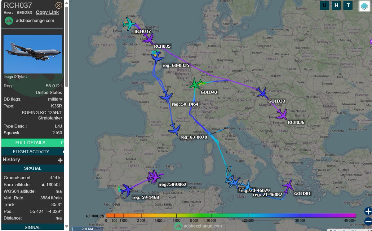 Now 17 tankers moving east over Europe.