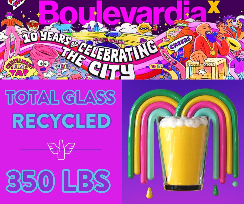 Cheers to everyone who organized and attended <a href="/Blvdia/">Boulevardia</a> this past weekend! 🍻 You Ripple Makers saved a whopping 350 POUNDS of glass from the landfill. Way to go, Kansas City! 💜♻️

🤝 <a href="/Boulevard_Beer/">Boulevard Brewing Co.</a>