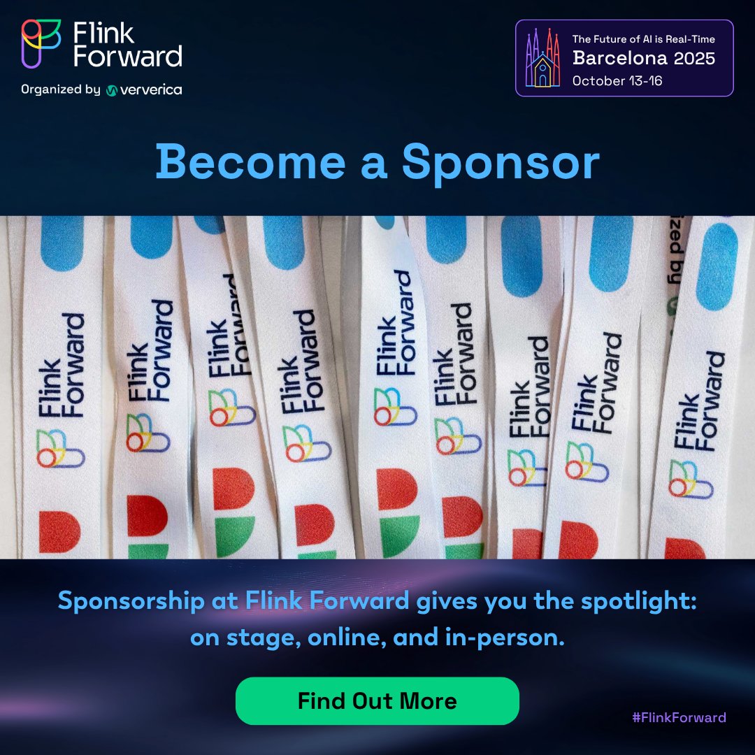 📣Sponsorships for #FlinkForward Barcelona 2025 are open! ⚡Sponsor to connect with decision-makers, showcase your tech, and boost brand exposure. 

💥Explore packages: hubs.li/Q03sndyp0 #ApacheFlink #RealTimeData #StreamingAnalytics #DataEngineering