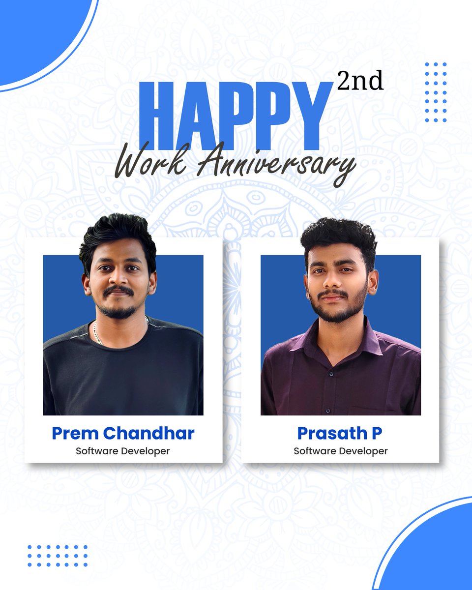 zenbasket's tweet photo. Celebrating 2 years of tech brilliance!
Prem Chandhar and Prasath P have been the driving force behind cleaner code, smarter solutions, and stronger builds.
Visit us: https://t.co/d9Uhs8gAea | https://t.co/jcEjXJQ851
#workanniversary #softwaredeveloper #teammilestone #techteam https://t.co/XASMrcf4EU