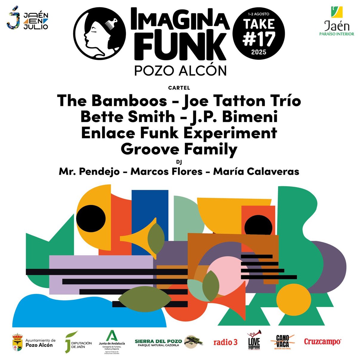 ⏰ ¡Estamos contando los días para que empiece Jaén en Julio 2025! 

🎵 <a href="/blues_cazorla/">BluesCazorla Festival</a>: 📍Cazorla (3-5 julio)
🎵<a href="/MardeCanciones/">Un Mar de Canciones 2022</a>: 📍Torreperogil (10-11 julio)
🎵<a href="/vertigoestival/">Vértigo Estival</a>:📍 Martos (25-26 julio)
🎵<a href="/imaginafunk/">Imagina Funk</a>: 📍Pozo Alcón (1-2 agosto)

🔗jaenparaisointerior.es/es/jaen-julio/…