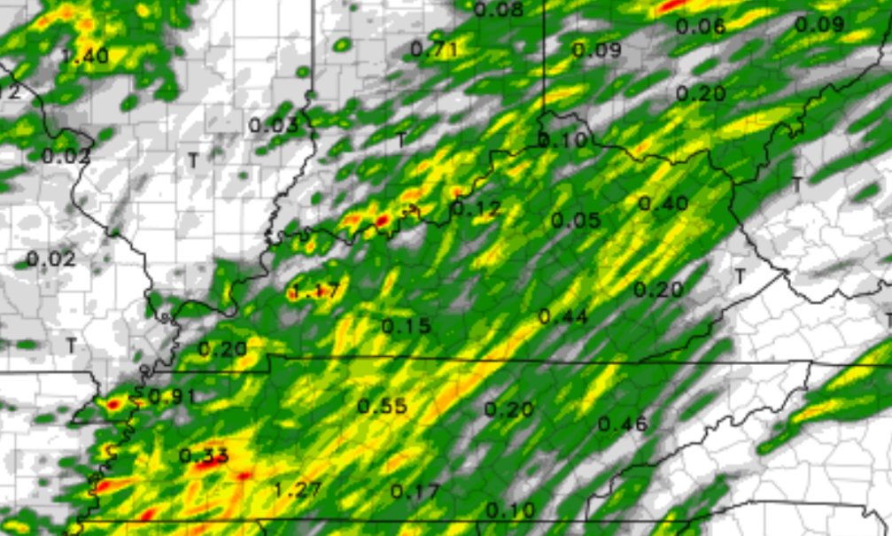 tystorm101's tweet photo. Local Flash Flood Issues may show up once again today across Kentucky. Some areas may pick up 2-3 inches of rain in a short amount of time. #kywx https://t.co/WeWFcXIAJq