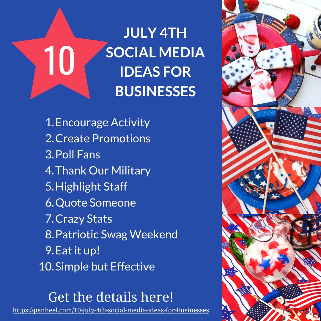 America’s Independence Day is right around the corner. 🇺🇸

If you haven’t begun preparing your social media posts and content for that day, here are 10 ideas to lighten the load. 

Get the details for each here 👉 ow.ly/TMYL50W9Atc