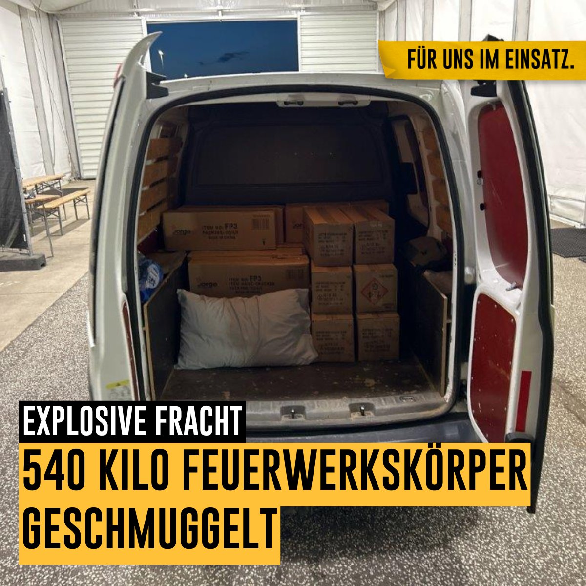🎇 Mit mehr als 36.000 Stück illegalen Feuerwerkskörpern der Kategorie F3 an Bord wurden zwei Niederländer am vergangenen Wochenende am Grenzübergang Pomellen im Rahmen einer gemeinsamen Kontrolle von Zoll und <a href="/bpol_kueste/">Bundespolizei an der Küste</a> erwischt.

Link ⬇️