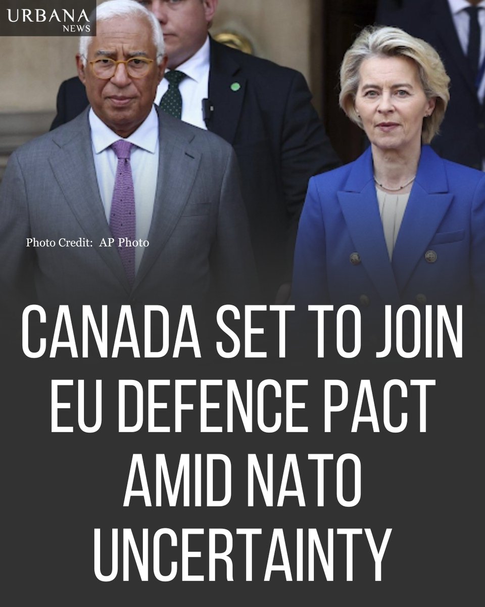 urbananewsroom's tweet image. Canada is set to sign a defence pact with the European Union during Prime Minister Mark Carney’s Brussels visit on June 23. 

Click to know more: urbananews.ca/canada-set-to-…

#CanadaEU #DefencePact #SAFEProgram #CanadaInEurope #GlobalSecurity #MarkCarney #Geopolitics #Urbana