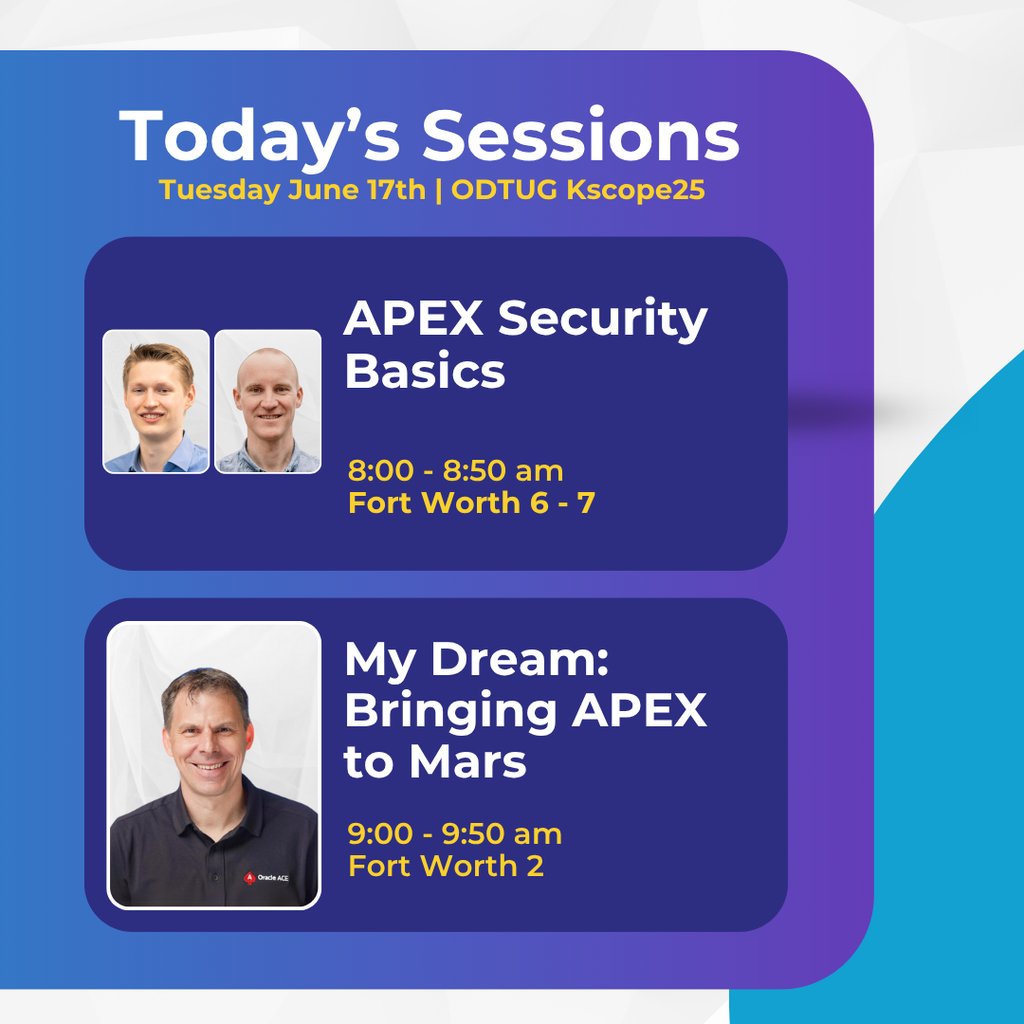 United Codes (@united_codes) on Twitter photo ๐ข Today at ODTUG Kscope25 ๐ข
Schedule time in your agenda to attend sessions with our APEX Experts and stop by the United Codes booth for product demos and giveaways!
#orclapex #Kscope25 #lowcode <a href="/odtug/">Oracle Developer & Technology User Group (ODTUG)</a> ๐ข Today at ODTUG Kscope25 ๐ข
Schedule time in your agenda to attend sessions with our APEX Experts and stop by the United Codes booth for product demos and giveaways!
#orclapex #Kscope25 #lowcode <a href="/odtug/">Oracle Developer & Technology User Group (ODTUG)</a>