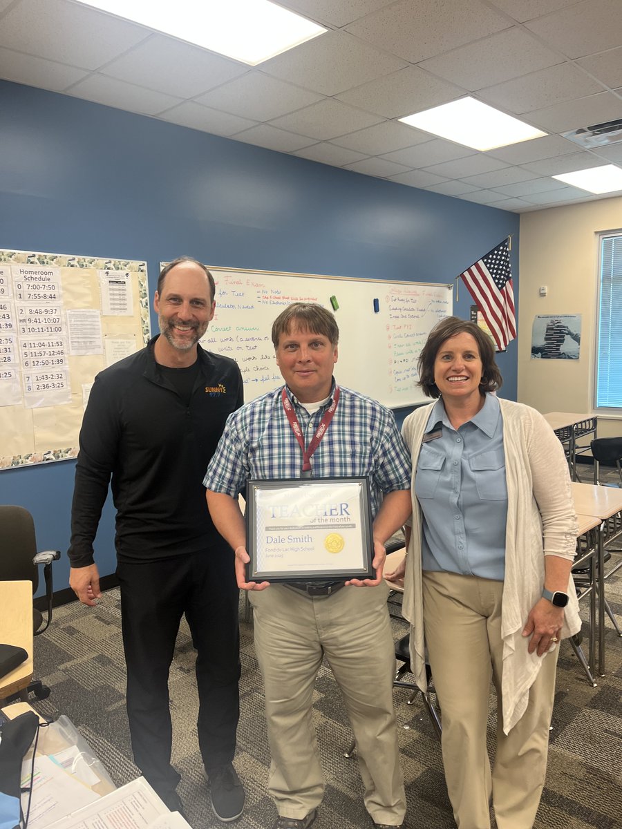 Congratulations to the <a href="/marian_wi/">Marian University</a> and <a href="/Sunny977wfdlfm/">Sunny 97-7 WFDL-FM</a> June Teacher of the Month, Dale Smith, a #math teacher at Fond du Lac High School. 🍎 Want to be a great teacher, who inspires, like Mr. Smith? Marian University is a great place to start: marianuniversity.edu/education-degr…  #WeAreMarian