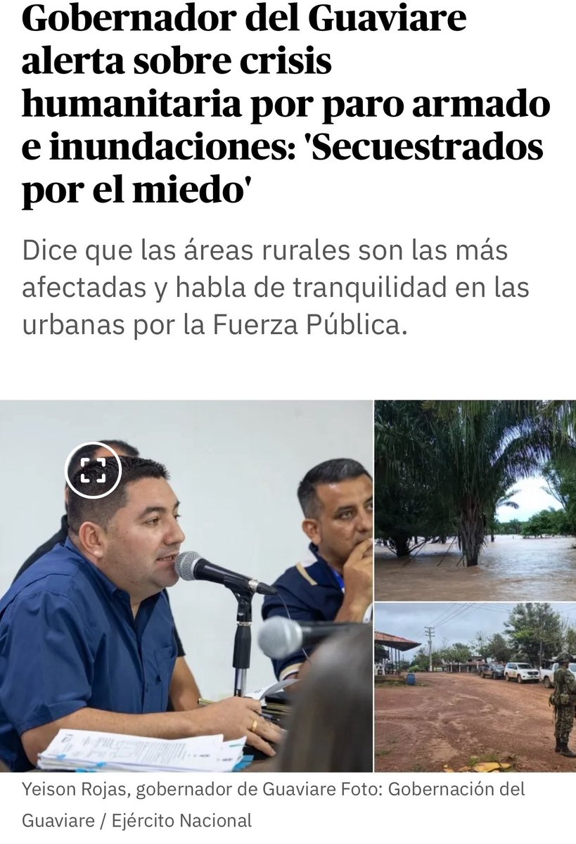 Mi solidaridad con los GUAVIRENSES que amanecen confinados por el miedo impuesto por alias "Mordisco" y bajo el agua por el inclemente invierno.

El gobierno nacional gracias a su fracasada paz total no solo le entregó el control territorial a los bandidos, sino que abandonó a