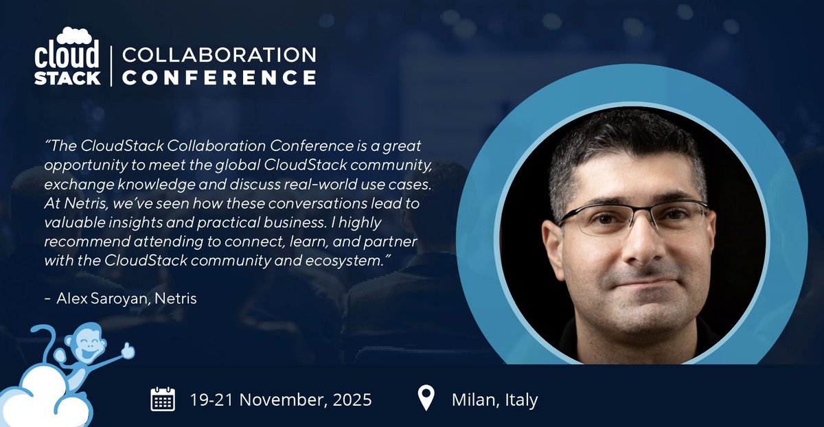 CloudStack's tweet image. CEO at @netris_io, @alex_saroyan reflects on #CloudStackCollab and the value it brings to the global CloudStack community.

Register now!
👉 tinyurl.com/y3hx2yfc