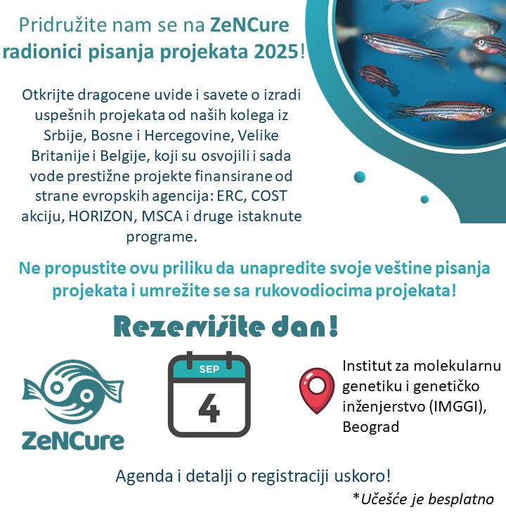 zencureproject's tweet photo. Join Us for the ZeNCure Project Writing Workshop 2025
Don’t miss this chance to enhance your project writing skills and network with esteemed PIs!
4. September 2025
09:30 AM - 04:30 PM
IMGGE, Belgrade
Agenda and details on how to register are coming soon!
*Participation is free https://t.co/eNeh3Gcibc
