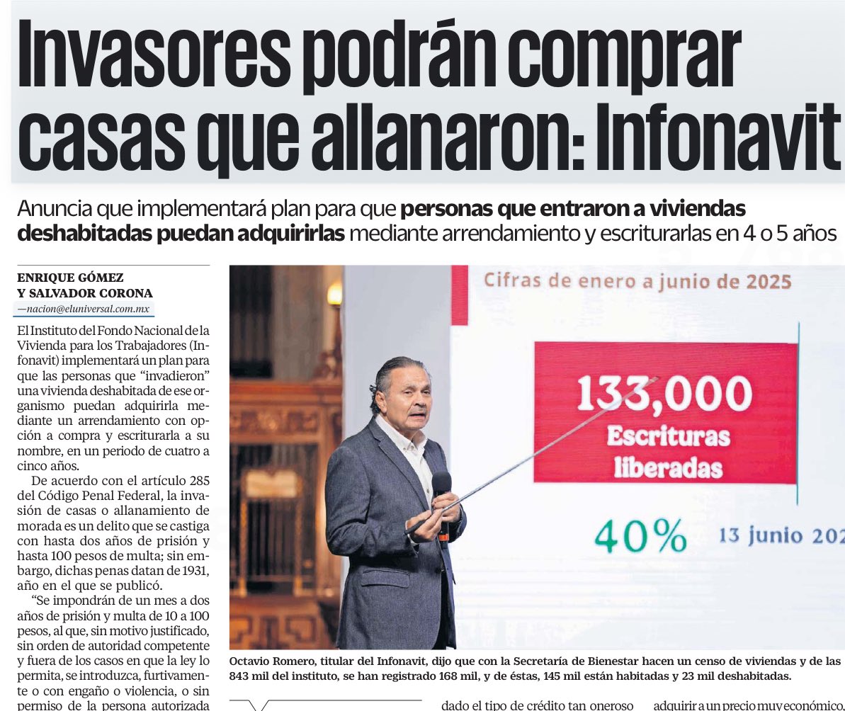 rperezalonso's tweet photo. ¿Es usted invasor, ratero o huevón?

En la cuatroté tenemos la solución.

Invada y robe propiedad privada sin molestias de un Poder Judicial independiente o del Infonavit.

!Llame ya! https://t.co/EXJmZzRvz5