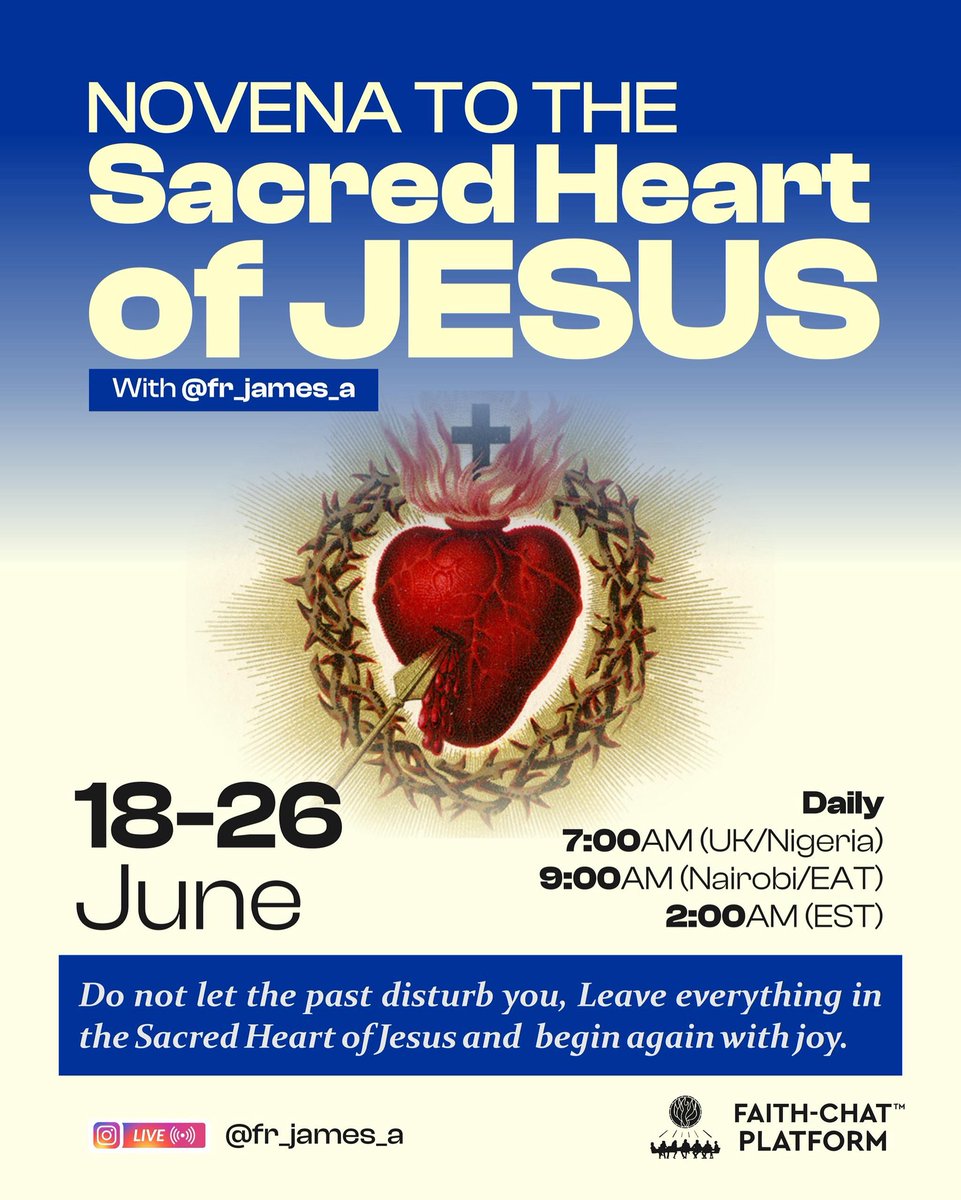 Friends, join us as we begin the powerful Novena to the Most Sacred Heart of Jesus, starting tomorrow, 18th June to 26th June, in anticipation of the Feast Day on 27th June.

✅ June is the Month of the Sacred Heart, a time to honour and draw closer to the burning love and mercy