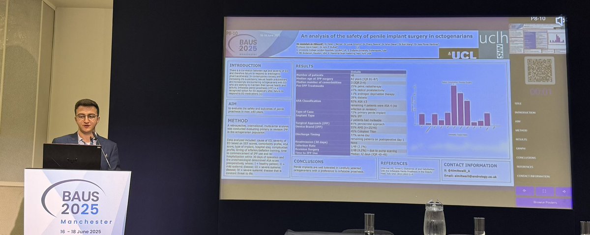 Matthew Megson (he/him) (@drmegson) on Twitter photo Another excellent presentation looking at how safe it is perform penile implant insertion in patients over 80 yrs old.
<a href="/Almitwalli_A/">Abdullah Al-Mitwalli</a> <a href="/drhelenbernie/">Helen L. Bernie</a> <a href="/SaveYourSexLife/">John P. Mulhall MD</a> Another excellent presentation looking at how safe it is perform penile implant insertion in patients over 80 yrs old.
<a href="/Almitwalli_A/">Abdullah Al-Mitwalli</a> <a href="/drhelenbernie/">Helen L. Bernie</a> <a href="/SaveYourSexLife/">John P. Mulhall MD</a>