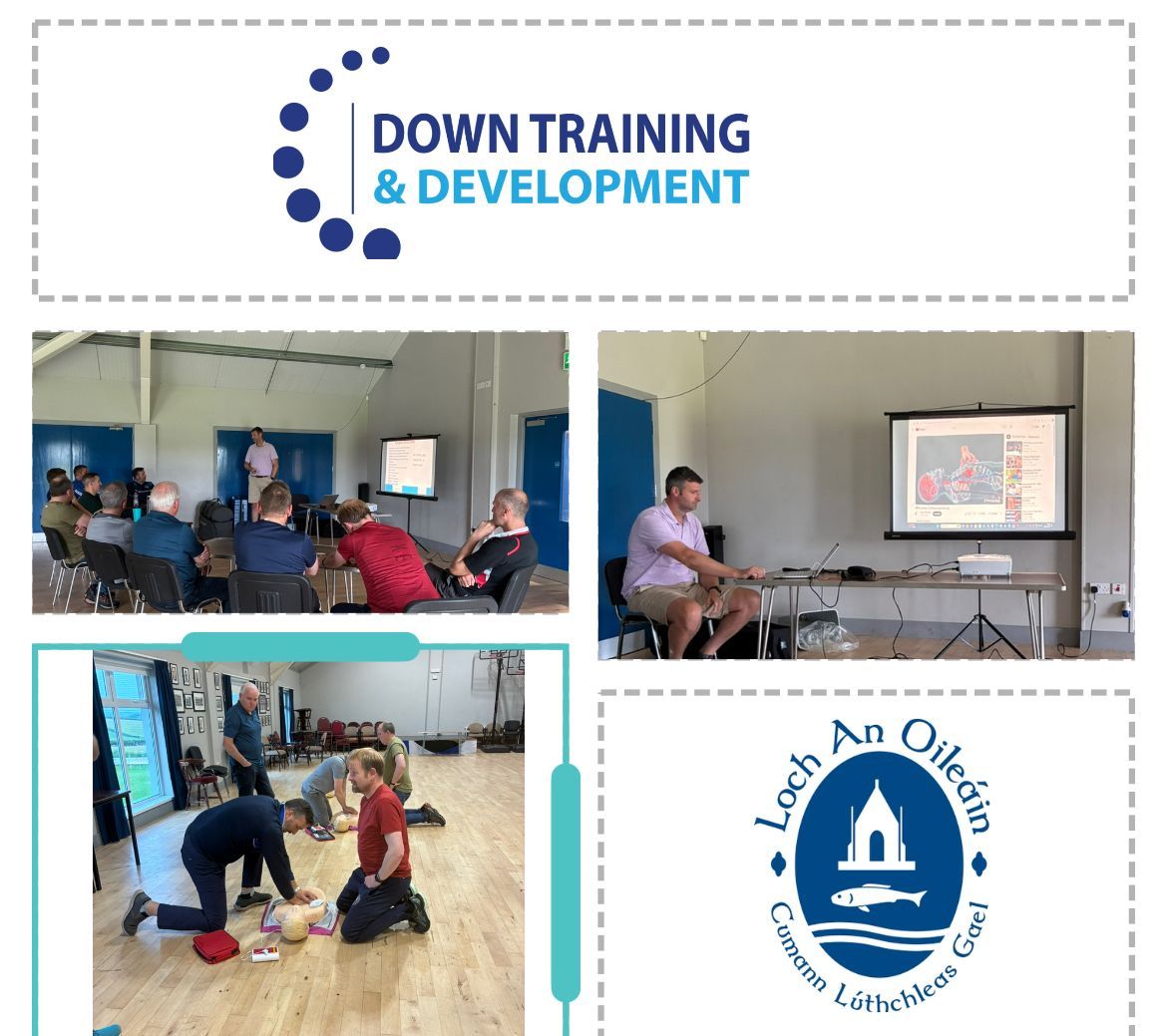 🔵COACHES FIRST AID TRAINING🔵

Big shout out and thanks to Clubman James McClements from Down Training &amp; Development for delivering a brilliant First Aid for Sports injuries to some of our coaches last night. 

Thanks also to the coaches for giving up their Monday evening 👍