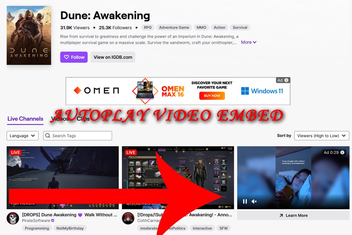 GamingWithDaOpa's tweet image. Autoplay Embeds on Twitch Game Directories 

Top Shelf - 3rd Slot 

#twitch #twitchembed #embeds