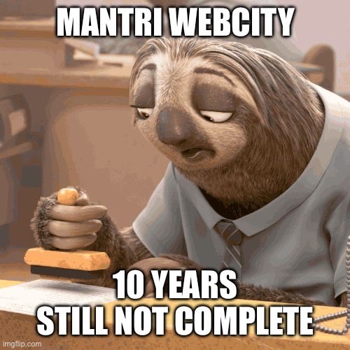 Booked in 2014. No possession till now. #slowerthanslothbear #mantri #bengalururealestate #bengaluru #karnataka <a href="/mantriblr/">Mantri Developers</a> <a href="/CMofKarnataka/">CM of Karnataka</a> <a href="/HomeyBye/">Home Buyers North Bengaluru & Whitefield</a> <a href="/DgpKarnataka/">DGP KARNATAKA</a> <a href="/SushilMantri5/">Sushil Mantri</a>