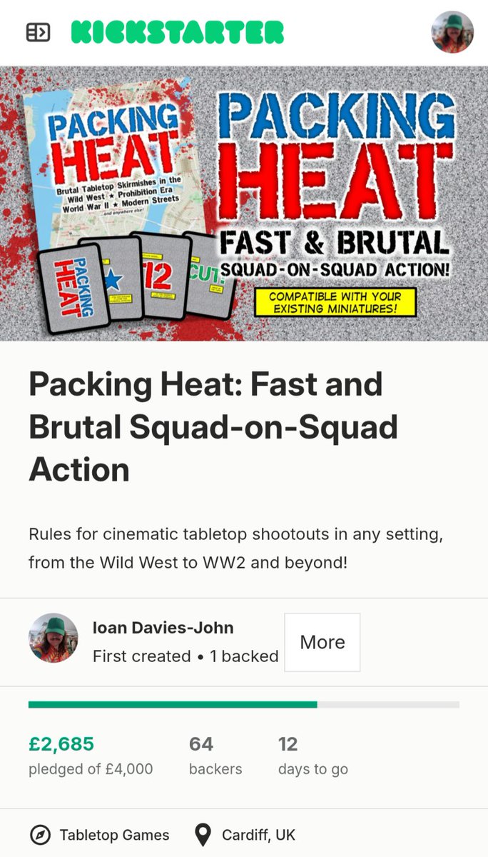 We're just £65 away from £2,750!!!  Can we get there by tonight?

kickstarter.com/projects/ioanm…

#PackingHeatGame #wargame #tabletop <a href="/Kickstarter/">Kickstarter</a>