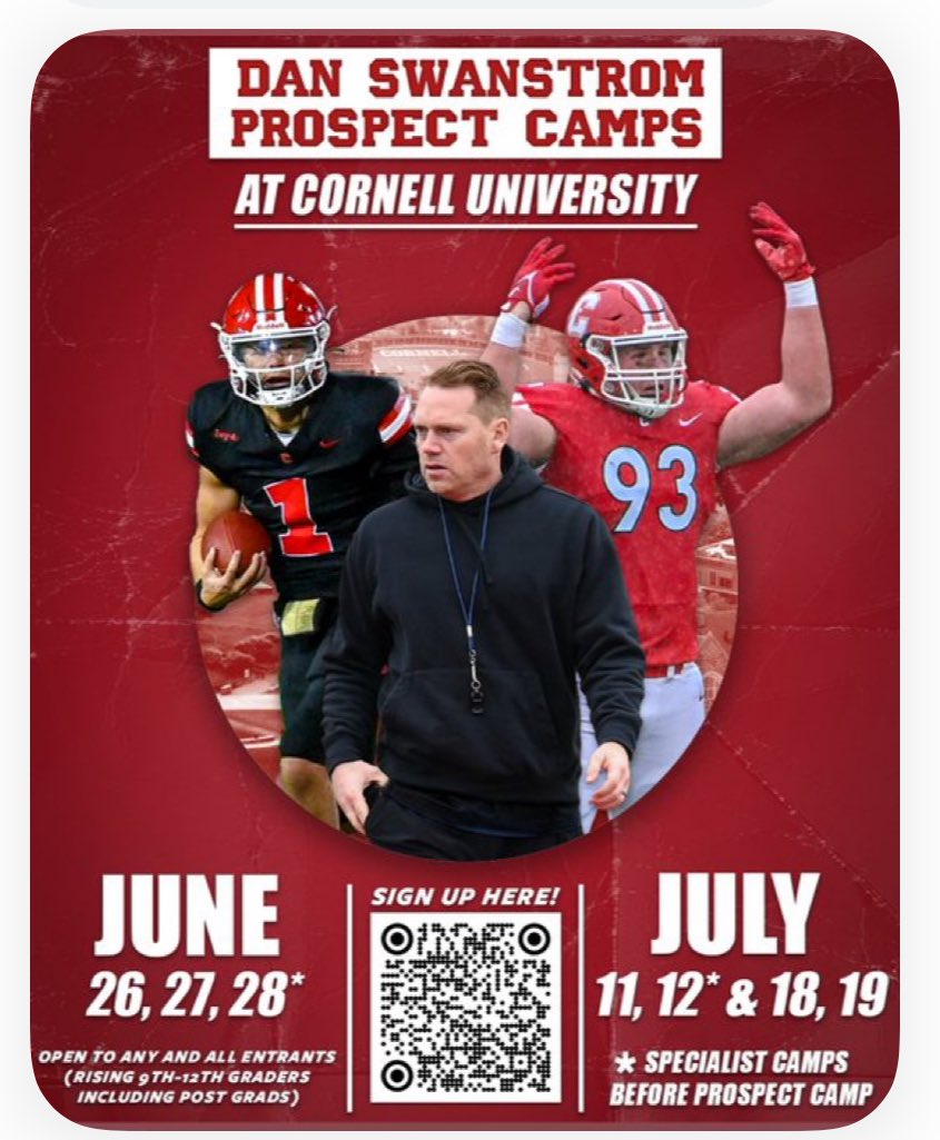 MccannTimm23257's tweet photo. Thanks for the invitation @BigRed_Football and  @conner14hayes Looking forward to getting on that field!!! I already know red is a good color on me ❤️💪🏼 #busysummer #riseandgrind @coach_dees @JerrySmith617 @SFHSfootballNY
 @CUCoachArcher @Sean_Reeder https://t.co/ZuQ2i1VSSa