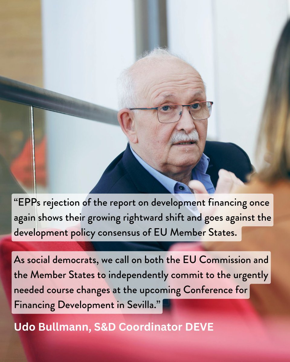 Due to EPP siding with the far right, EU-Parliament has voted down the report on financing for development ahead of the Fourth International Conference in #Seville. 

The report should have called on Member States to increase their commitment to international development