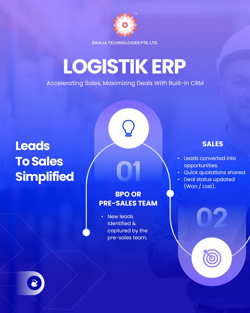 DahliaTech's tweet photo. π Simplify Sales. Streamline Operations.
From capturing leads to closing files β our built-in CRM ensures every stage is efficient, transparent, and customer-centric.
Comment βDEMOβ below and our team will reach out to you!
#SalesSimplified #SmartLogistics #LogistikERP https://t.co/o4wdsv4rkO