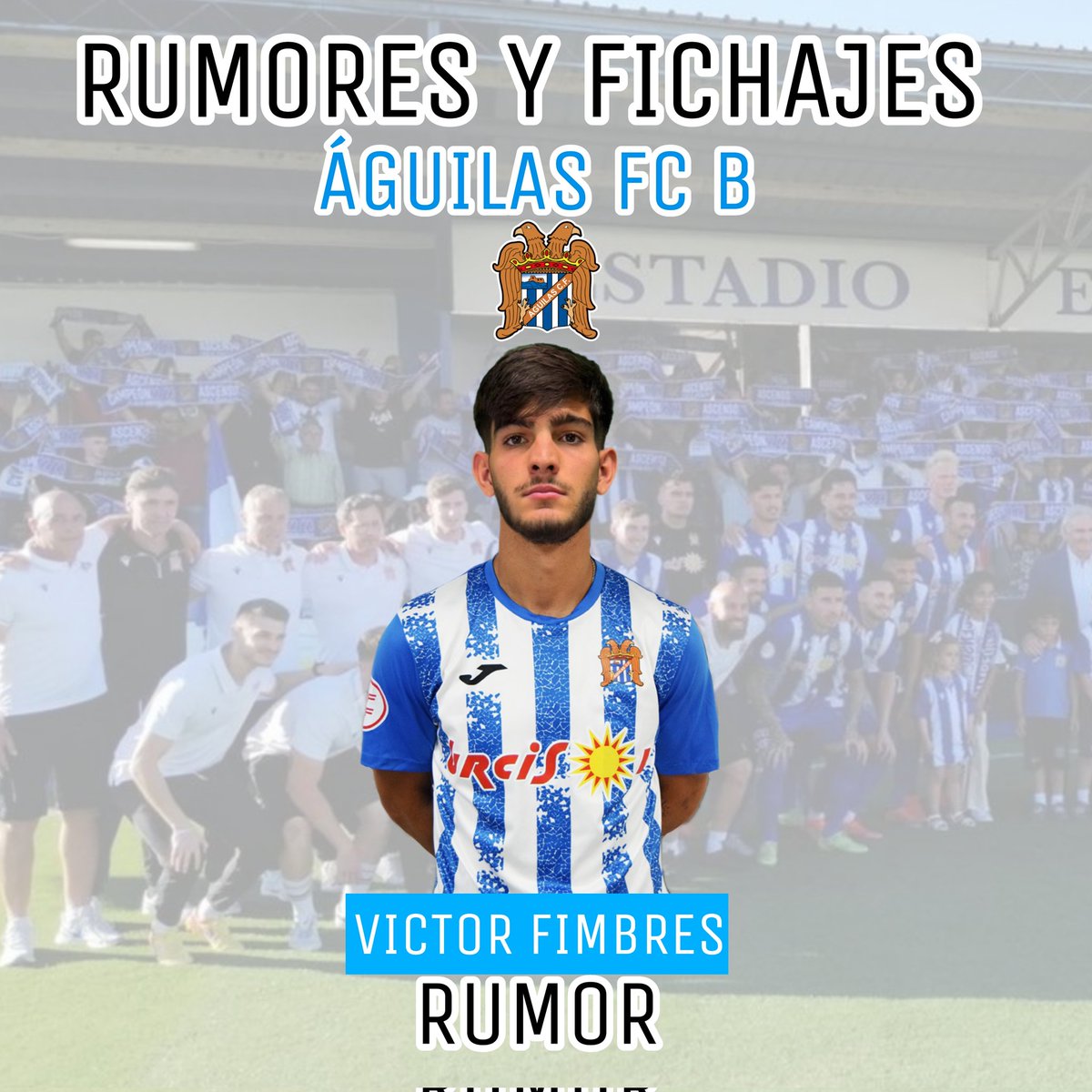 InfoMurcia_'s tweet photo. RUMORES Y FICHAJES | ÁGUILAS FC 🔵⚪

👉🏻 Informa @Nacional10x que Víctor Fimbres, jugador en propiedad del CF Lorca Deportiva estaría cerca de ir cedido al Águilas FC "B"

👉🏻 El jugador fue cedido la mitad de temporada al Alcantarilla donde disputó 13 partidos y anotó 1 gol. https://t.co/gdJy2J6zSg