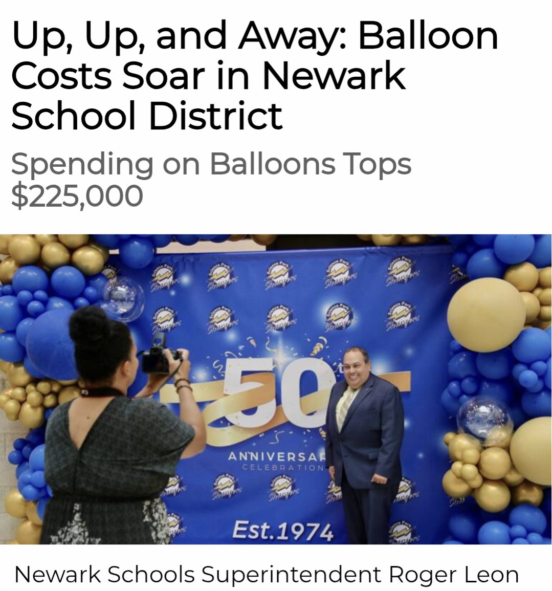 Dawn Fantasia (@dawnfantasia_nj) on Twitter photo šøNewark BOE never fails to be the poster child for lavish use of school funding with your taxpayer dollars.
As reported by <a href="/districtwatchnj/">District Watch</a>
"Newark schools spent over $225K on balloon vendorsā$113K to one vendor alone. Meanwhile, only 23% of third graders are reading at grade šøNewark BOE never fails to be the poster child for lavish use of school funding with your taxpayer dollars.
As reported by <a href="/districtwatchnj/">District Watch</a>
"Newark schools spent over $225K on balloon vendorsā$113K to one vendor alone. Meanwhile, only 23% of third graders are reading at grade