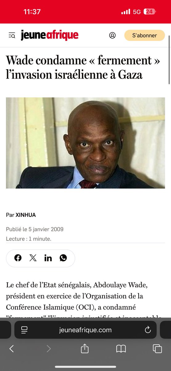 WarriorofSN's tweet photo. Le président Abdoulaye Wade et le plus grand démocrate, il a toujours amplifier ses relations d’ordre Islamique et défendu la Palestine pendant plusieurs années durant sa gouvernance #kebetu #Iran #PalestineGenocide #GazaGenocide #Senegal https://t.co/9oi902sEfo