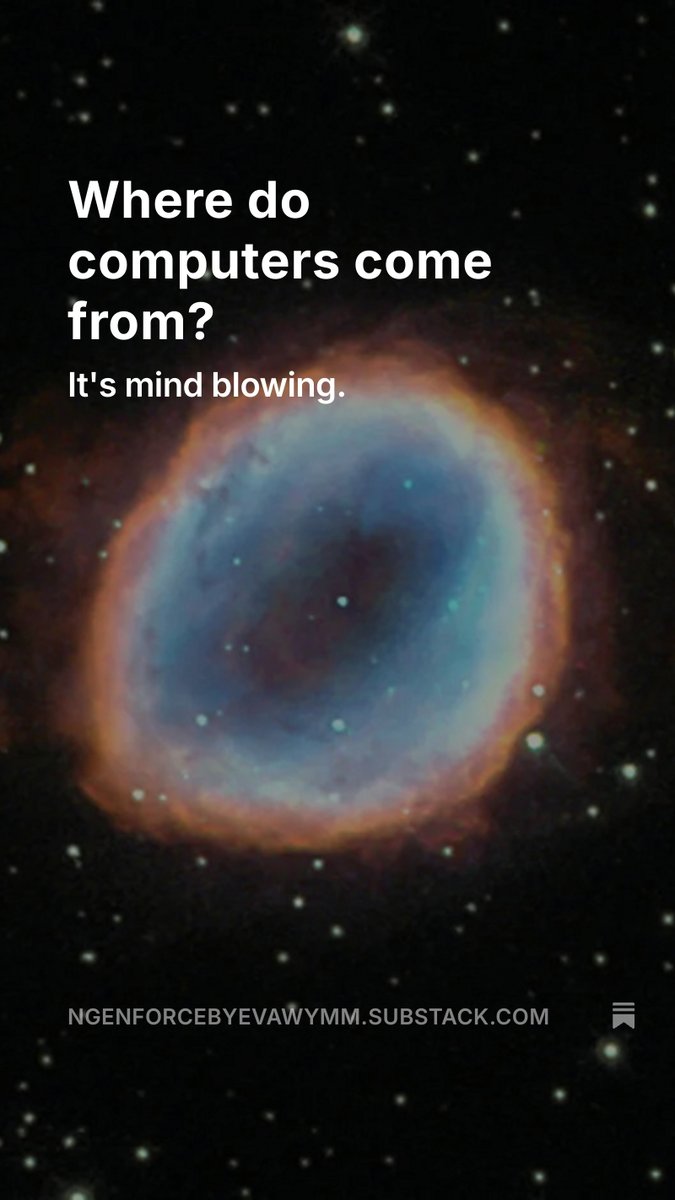 ngenforce's tweet image. Where do computers come from?  It's mind blowing. Our gadgets come from dead stars and plankton and algae that lived millions of years ago. 

#education #dailylesson #ngenforce #science #evolution #humanity #environment #technology #wow #news #NgenForce

open.substack.com/pub/ngenforceb…